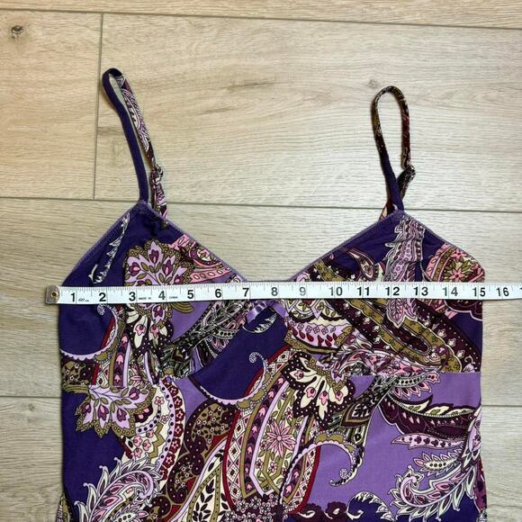 Purple paisley y2k style lace trim print cami top size medium - Picture 4 of 5
